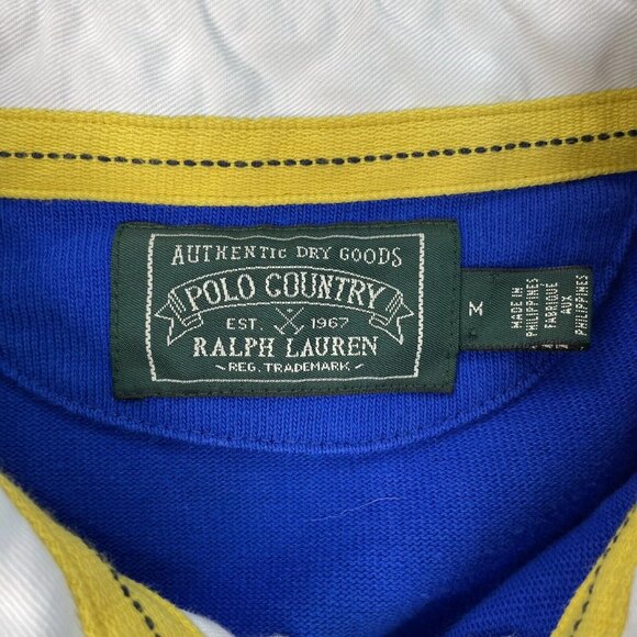 [M] POLO RALPH LAUREN Sportsman Terrain Rugby Long Sleeve Shirt Blue Red Stripes - Picture 3 of 7